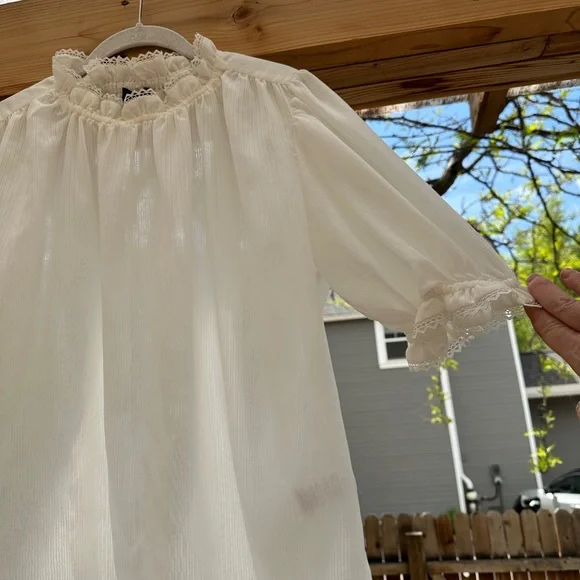 NWOT Current Air Anthropologie Airy Sheer Ruffles Puff Sleeve Blouse medium - Picture 13 of 17